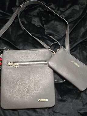 Montana West Gray Pebbled Crossbody with Matching Wristlet